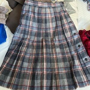 Plaid Pleated wool blened Skirt vintage